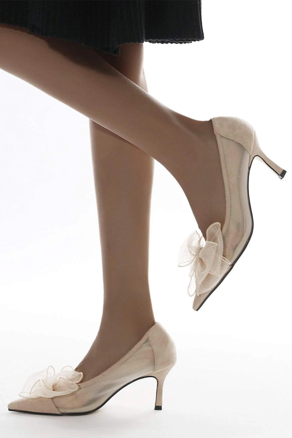 オーガンジーリボンシューズベージュMサイズ