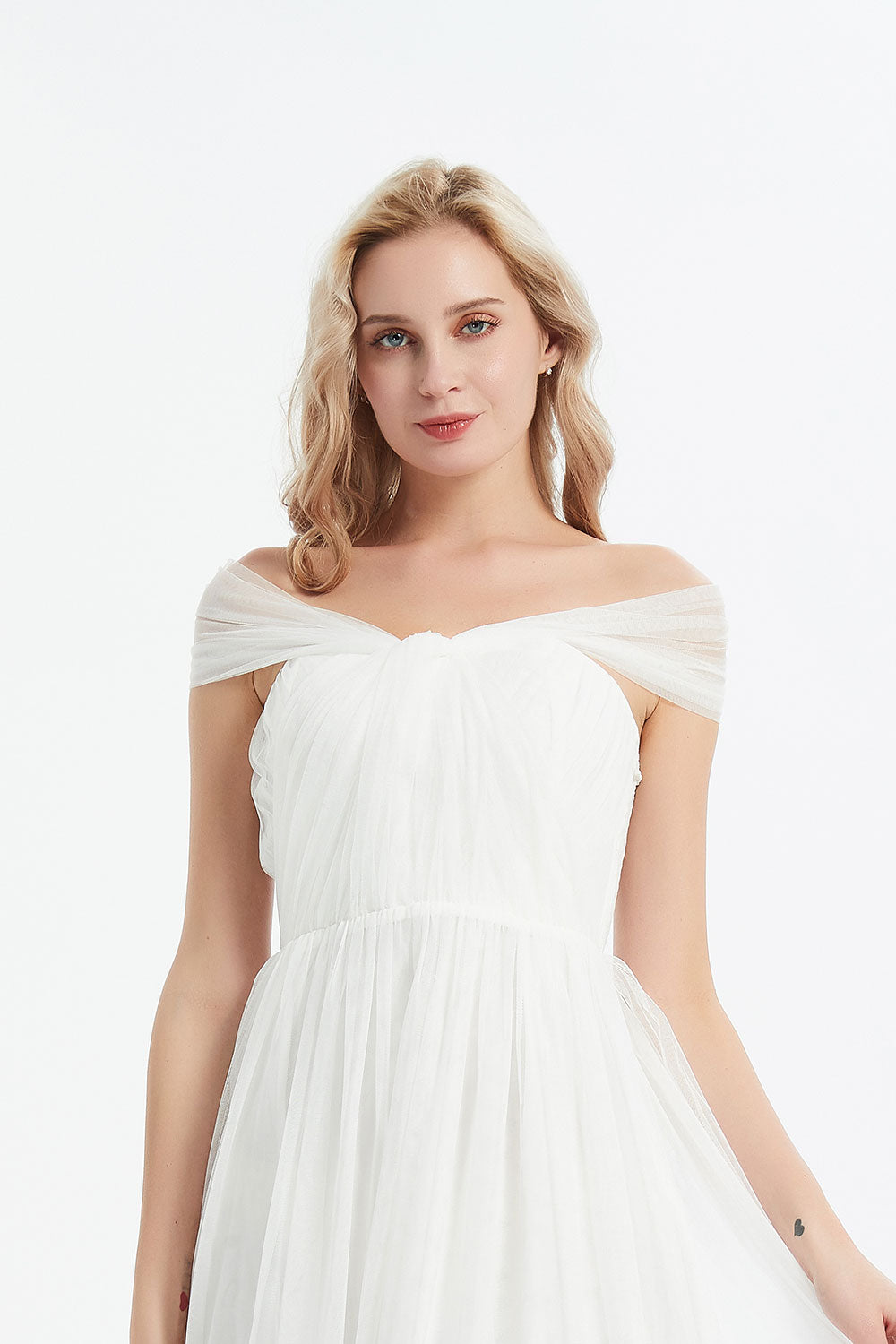 【ご試着送付】コンバーチブルロングドレス・チュールホワイト・フリーサイズ