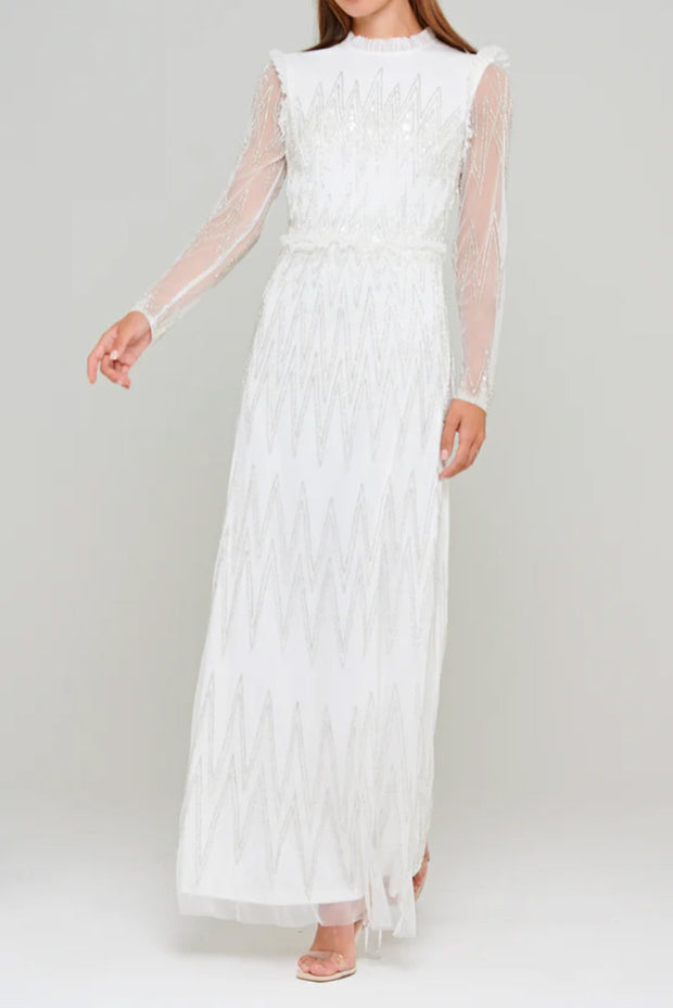 ライトニングロングドレスホワイトSサイズ